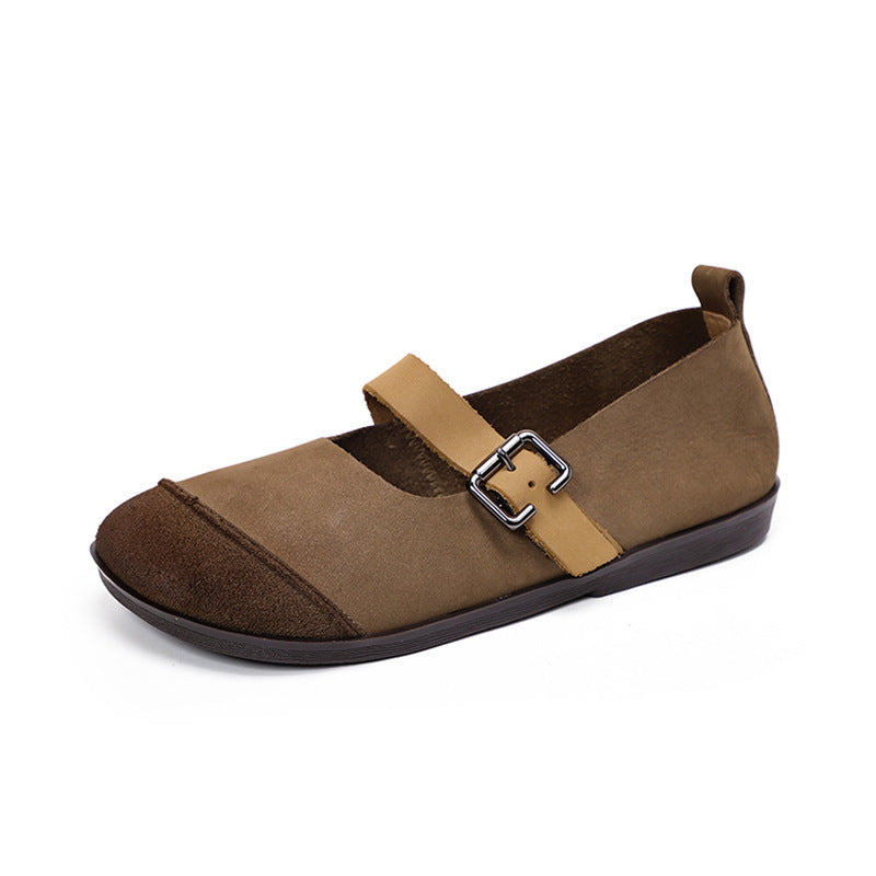 Summer Retro Leather Flat Loafers