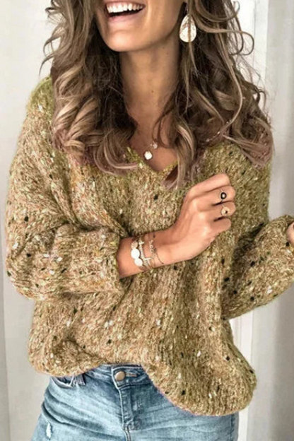 Color V-neck Sweater