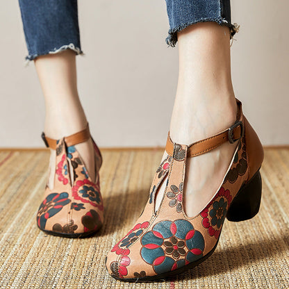 Autumn Retro Leather Pump Shoes
