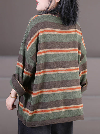 Striped O-neck Loose Sweater