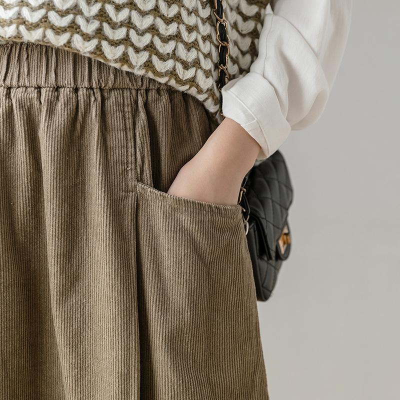 Winter Retro Corduroy Cotton A-line Skirt