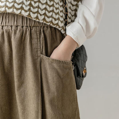 Winter Retro Corduroy Cotton A-line Skirt