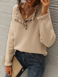 Rubí® | V-neck sweater with buttoned ruffle hem