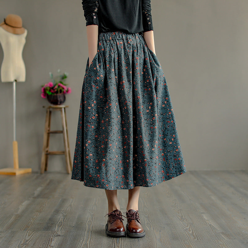Retro Literary Mid-length Skirt