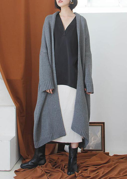 Oversized Fall Sweaters Clothing Gray Batwing Sleeve Knit Cardigans