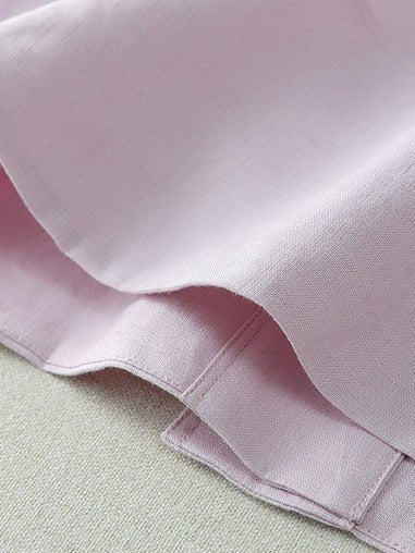 Color V Neck Short Sleeve Linen Shirt Top