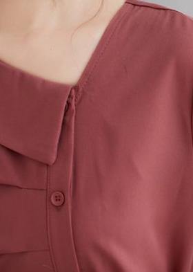 Diy Red Clothes for Asymmetric Pockets Daily Dress