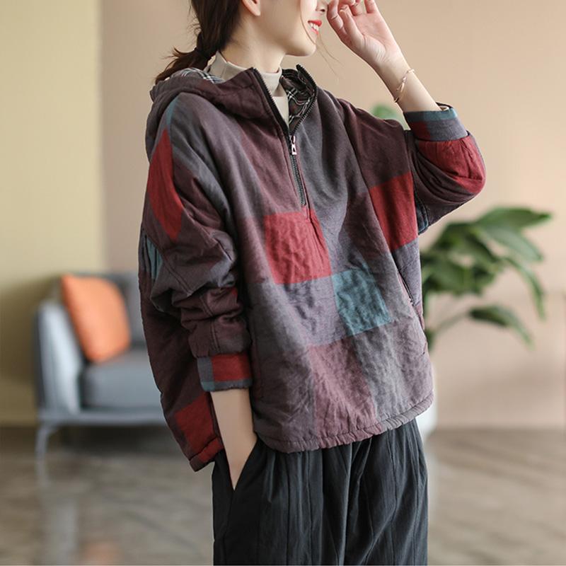 Winter Retro Cotton Linen Padded Hooded Coat