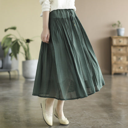 Cozy Cotton Linen Retro A-line Pleated Skirts