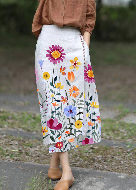 Boutique Green Stripes Asymmetrical Design Elastic Waist a Line Skirts Spring