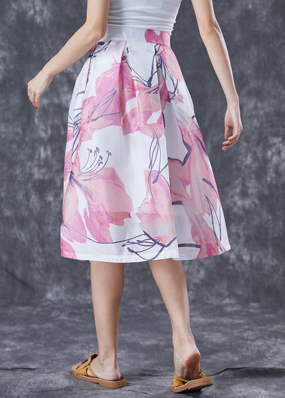 Pink Print Slim Fit a Line Skirt Summer