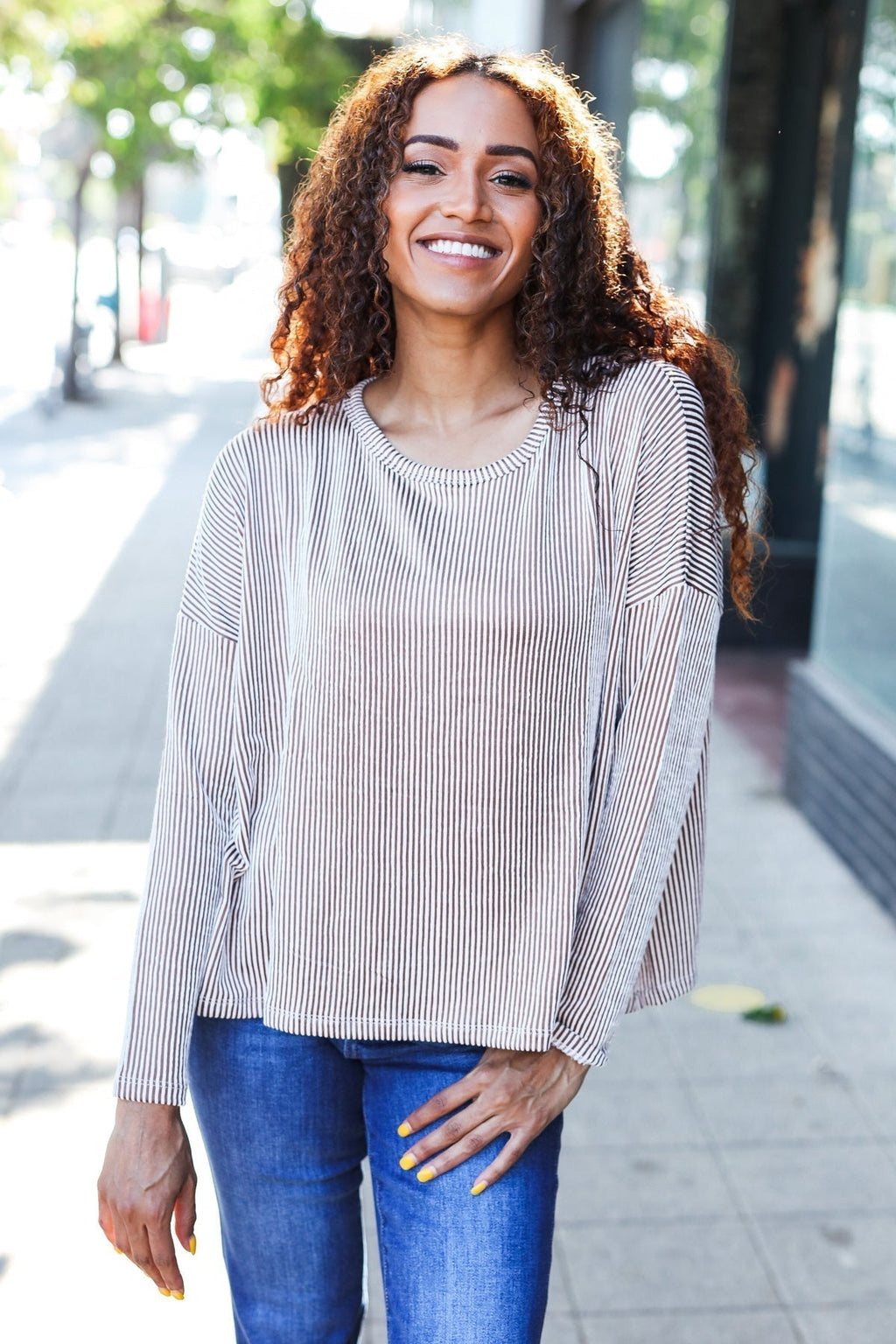 Magdalena® | Hello beautiful Camel Rib Dolman Sweater Top