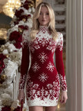 Vintage Christmas Snowflake Inspired Mini Sweater Dress