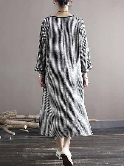 Spring National Plaid Split Hem Dress