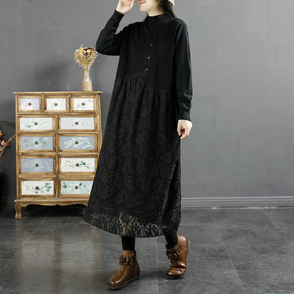 Autumn Hollow Lace Patchwork Dress
