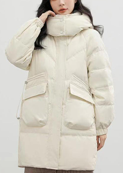 Red Hooded Pockets Fine Cotton Filled Coat Winter