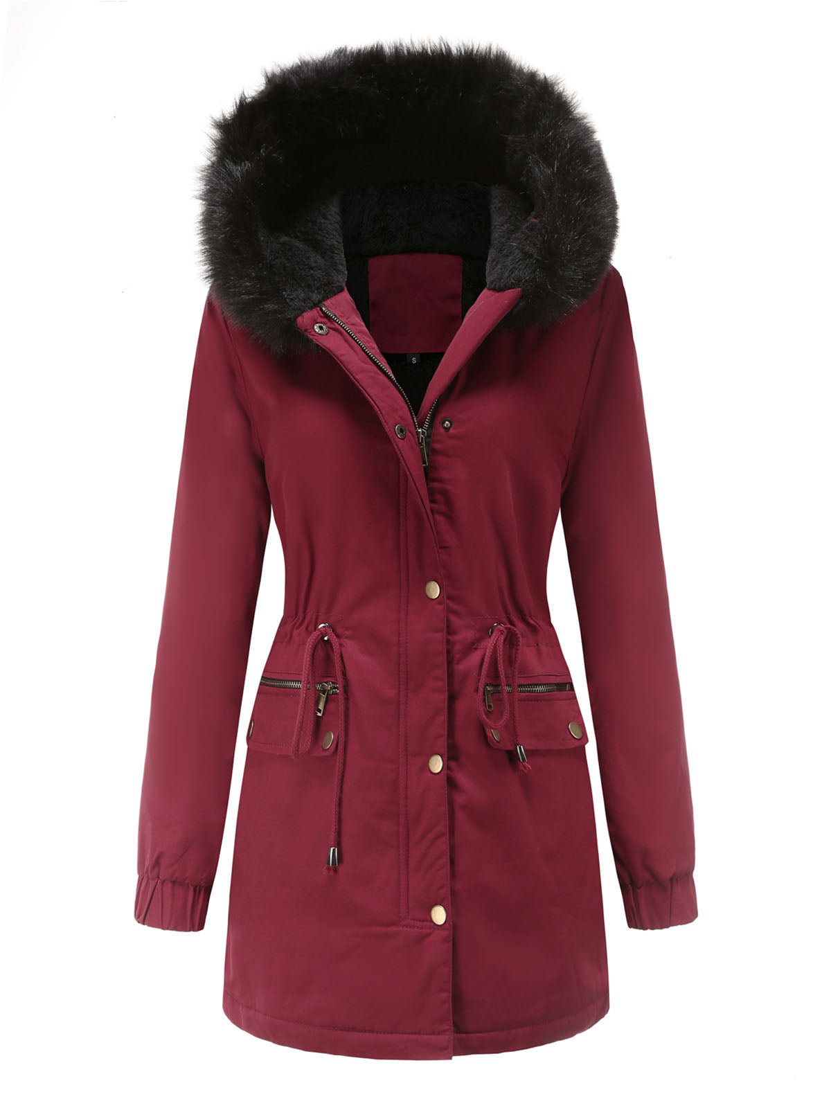 Parka Coat Street Plush Winter Hoodie Coat Color Oversized Fur Warm Coat