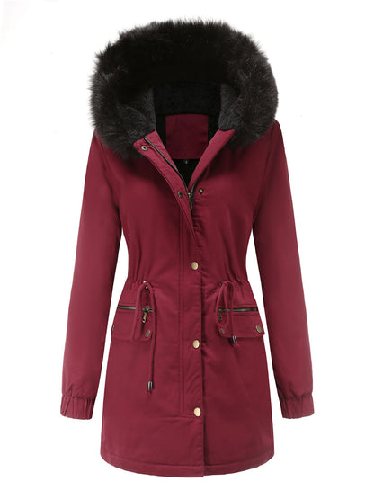 Parka Coat Street Plush Winter Hoodie Coat Color Oversized Fur Warm Coat