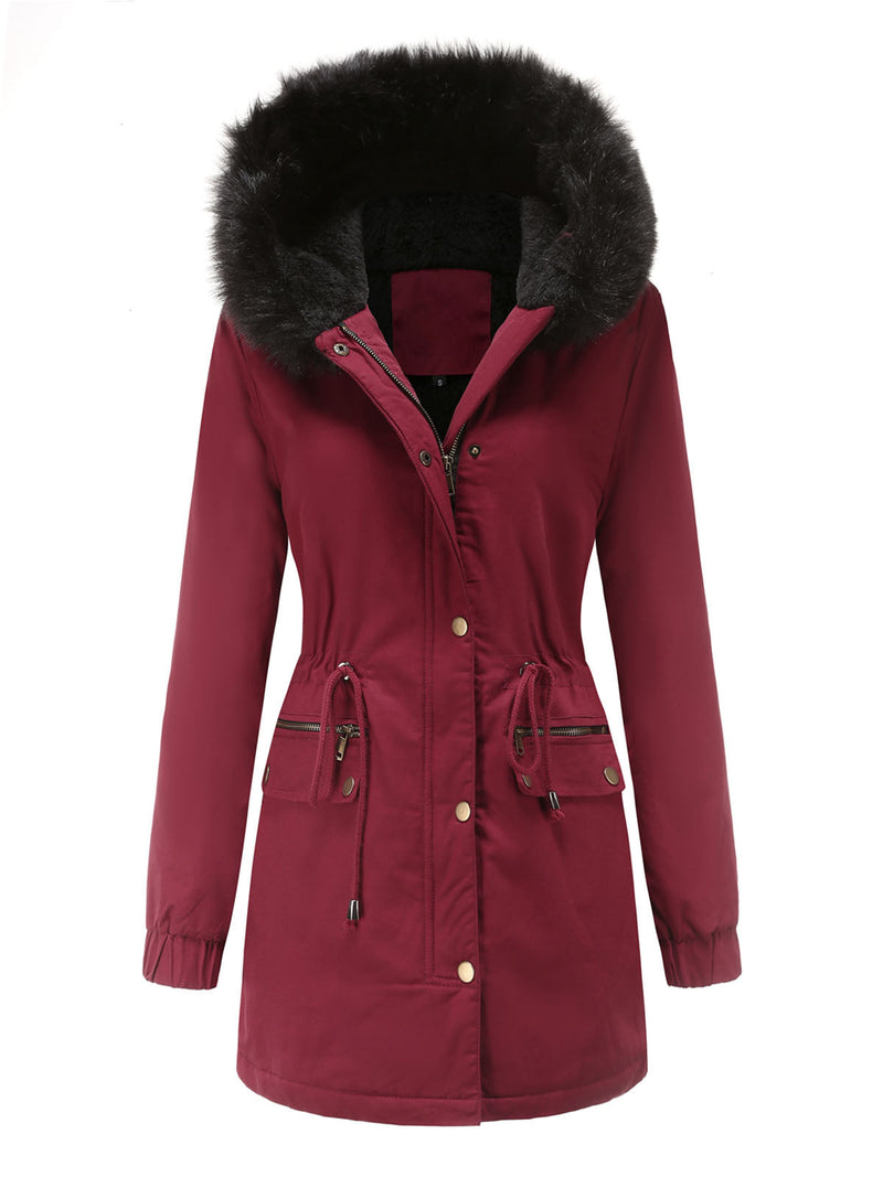 Parka Coat Street Plush Winter Hoodie Coat Color Oversized Fur Warm Coat