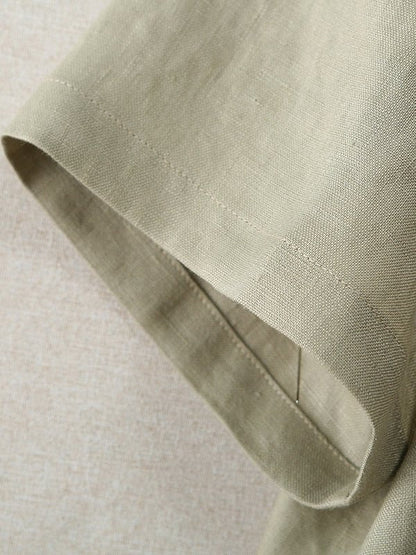 Pure Color Crew Neck Short Sleeve Linen Tee Top