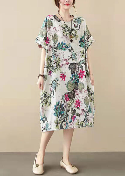Cotton Dresses Clothing Shirt Dress Big Pockets Short Sleeve Cotton Clothing Dress