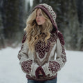 Comstylish Women's Vintage Viking Celtic Knot Art Cozy Knit Hooded Sweater
