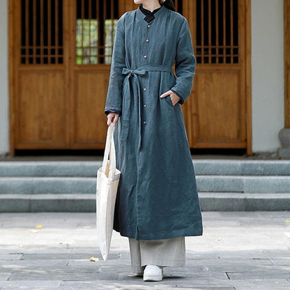 Autumn Loose Cotton Linen Long Coat