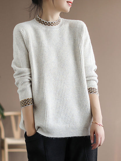 Winter Spliced Knitted Loose Sweater