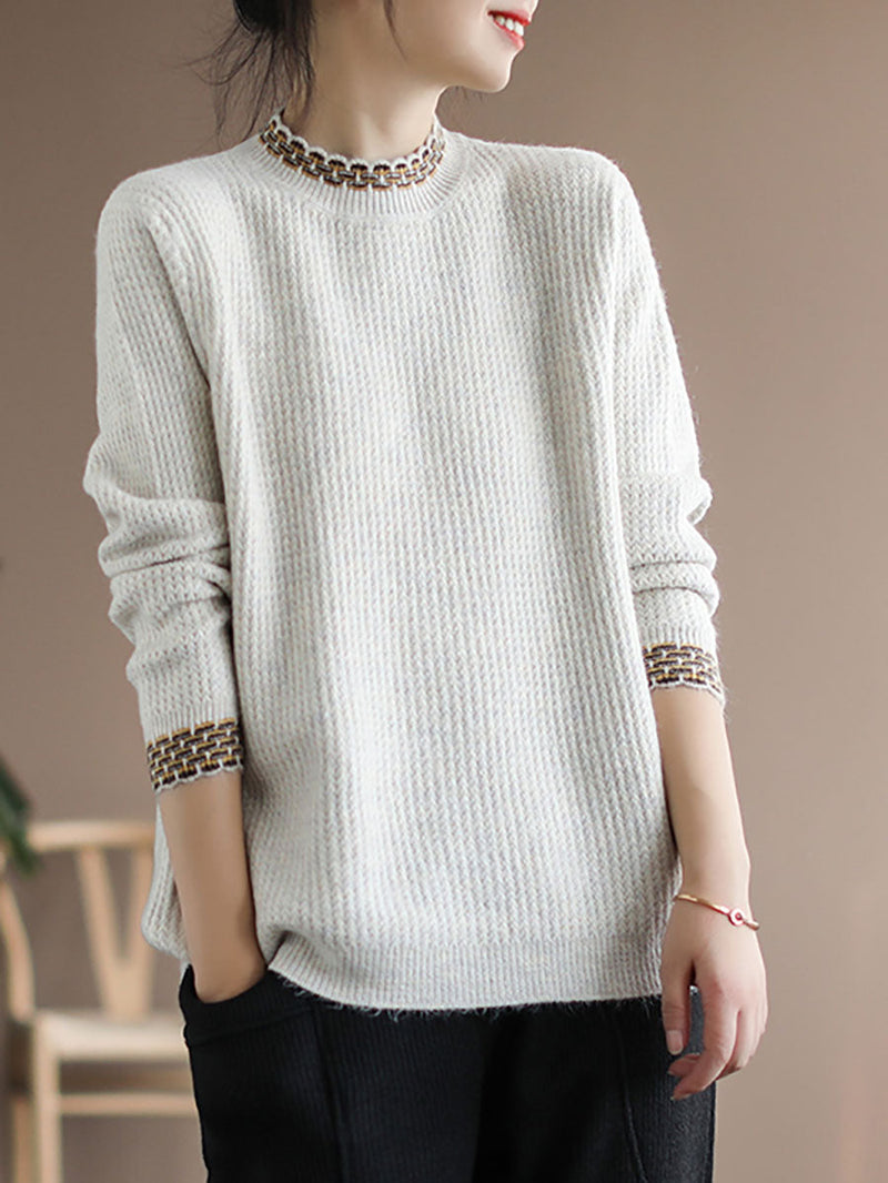 Winter Spliced Knitted Loose Sweater