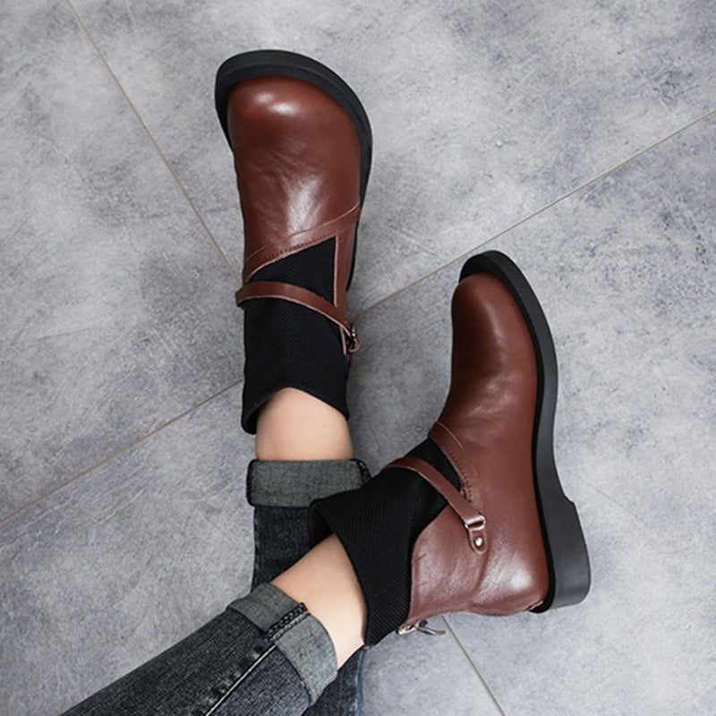 Cozy Leather Paneled Flats Martin Boots