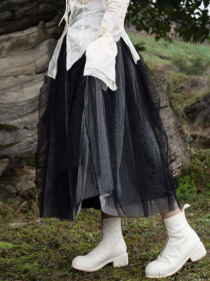 Simple Black Two Ways to Wear Gauze Skirt