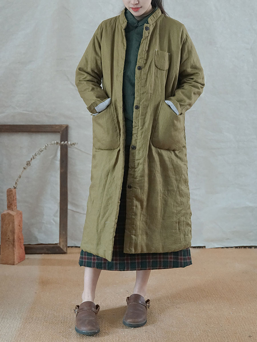 Winter Button Pocket Padded Coat