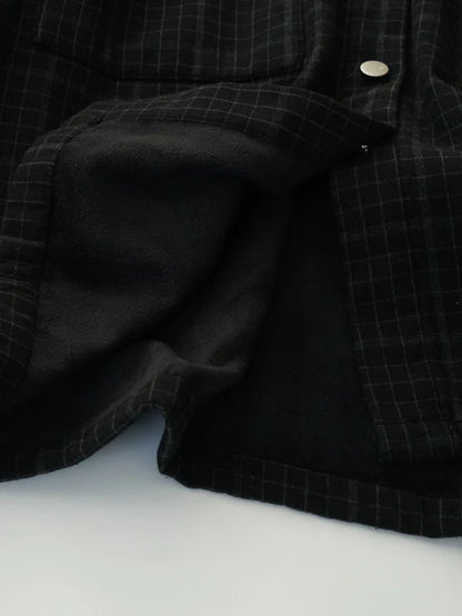 Loose Plaid Print Single Breasted Coat