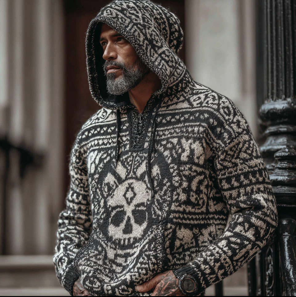 Halloween Gothic Dark Style Hooded Knit Thick Sweater elevenforest