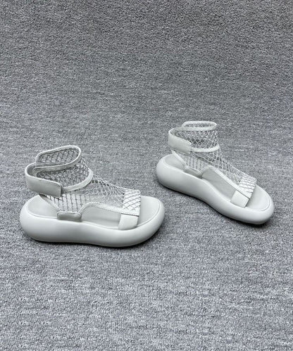Grey Platform Breathable Mesh Splicing Sandals