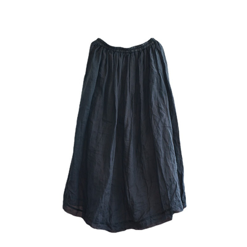 Loose Linen Rough Hem Skirt