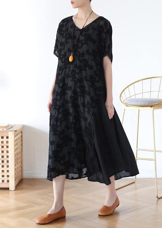 V Neck Pockets Tunic Top Design Green Print a Line Dresses
