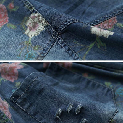 Retro Loose Patchwork Denim Skirt