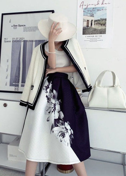 Colorblock Wrinkled Print Cotton Skirts Spring
