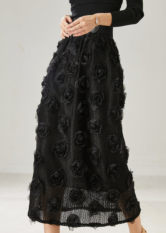 Natural Black Stereoscopic Knit Skirts Summer