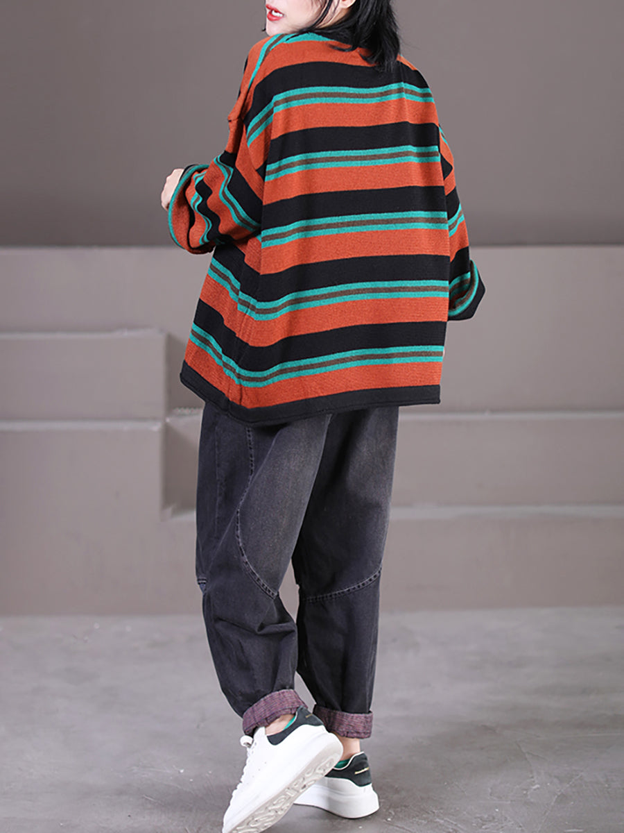 Striped O-neck Loose Sweater