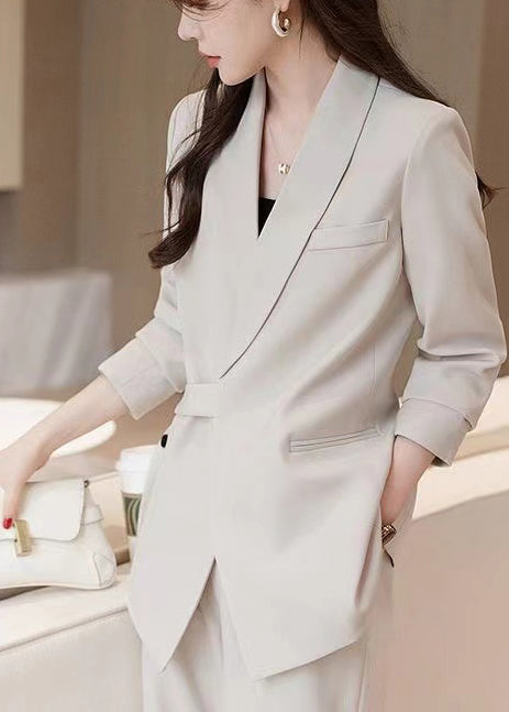White Spandex Coats Asymmetrical Spring