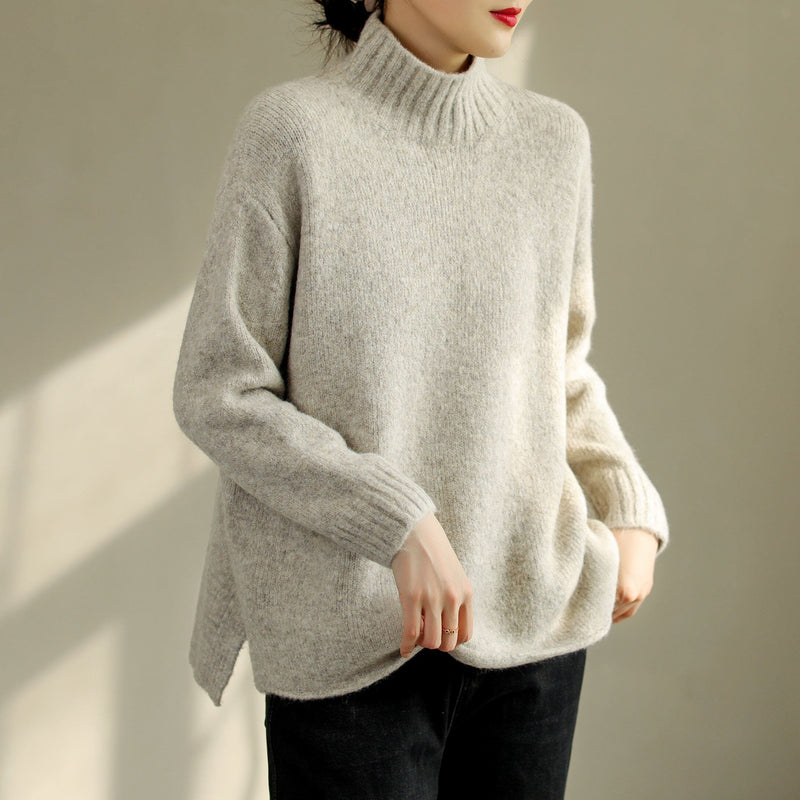 Autumn Winter Cotton Knitted Elastic Sweater