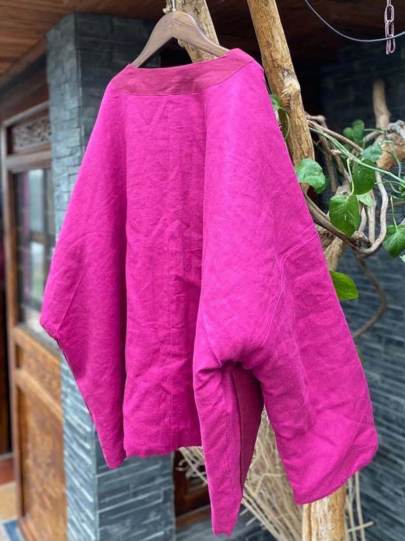 100%linen Button Short Coat
