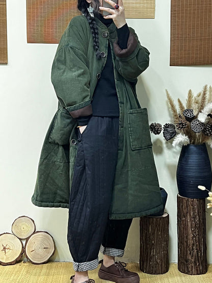Winter Thickened Stand Collar Long Padded Coat