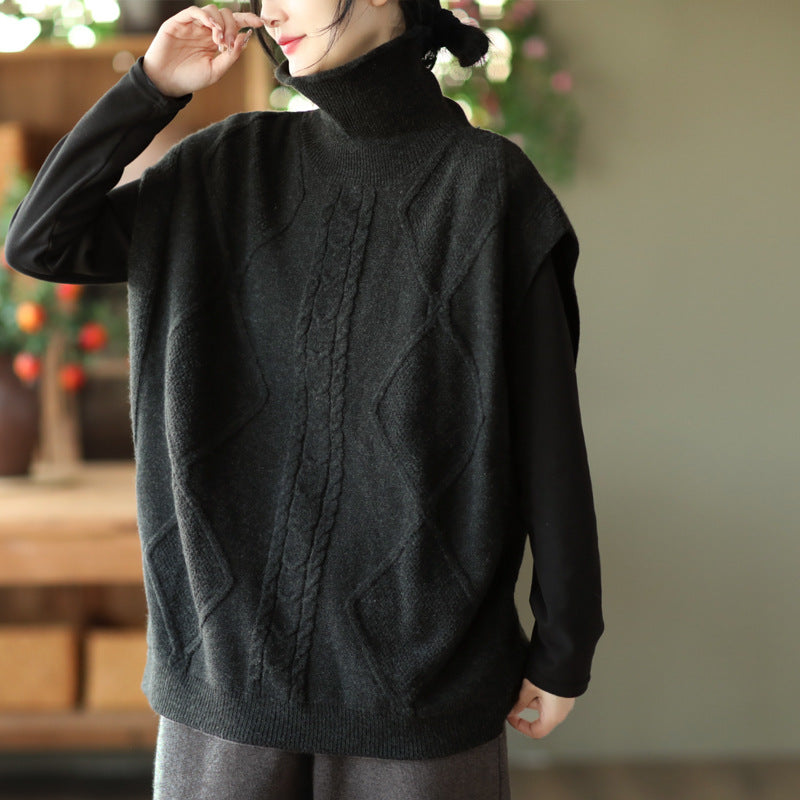 Twist Knit Turtleneck Vest