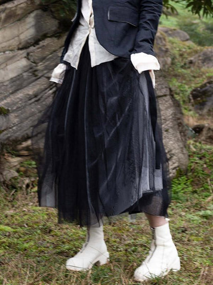 Simple Black Two Ways to Wear Gauze Skirt