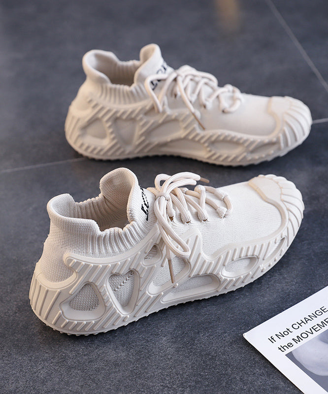 Beige Breathable Mesh Flats Shoes