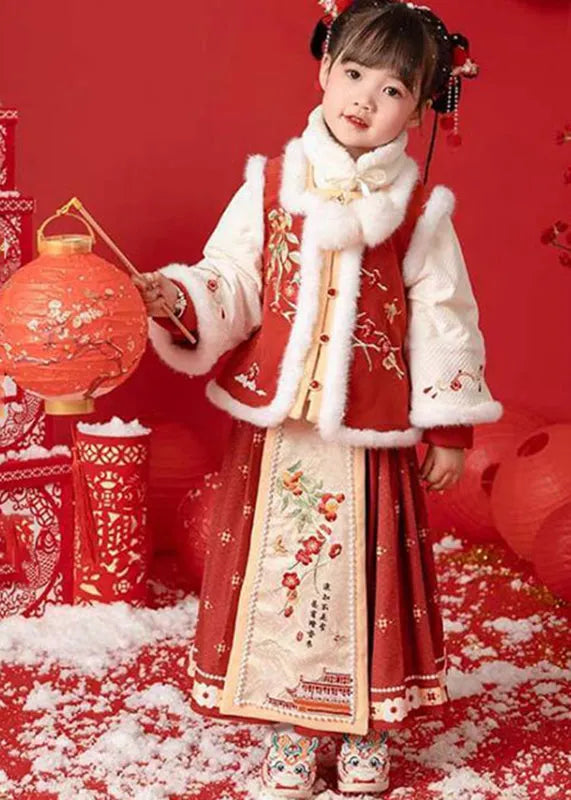 Turtleneck Warm Fleece Coats Fur Collar and Maxi Skirts Two Pieces Set Winter