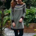 Vintage Fairman Island Tribal Pattern Cozy Sweater Dress elevenforest